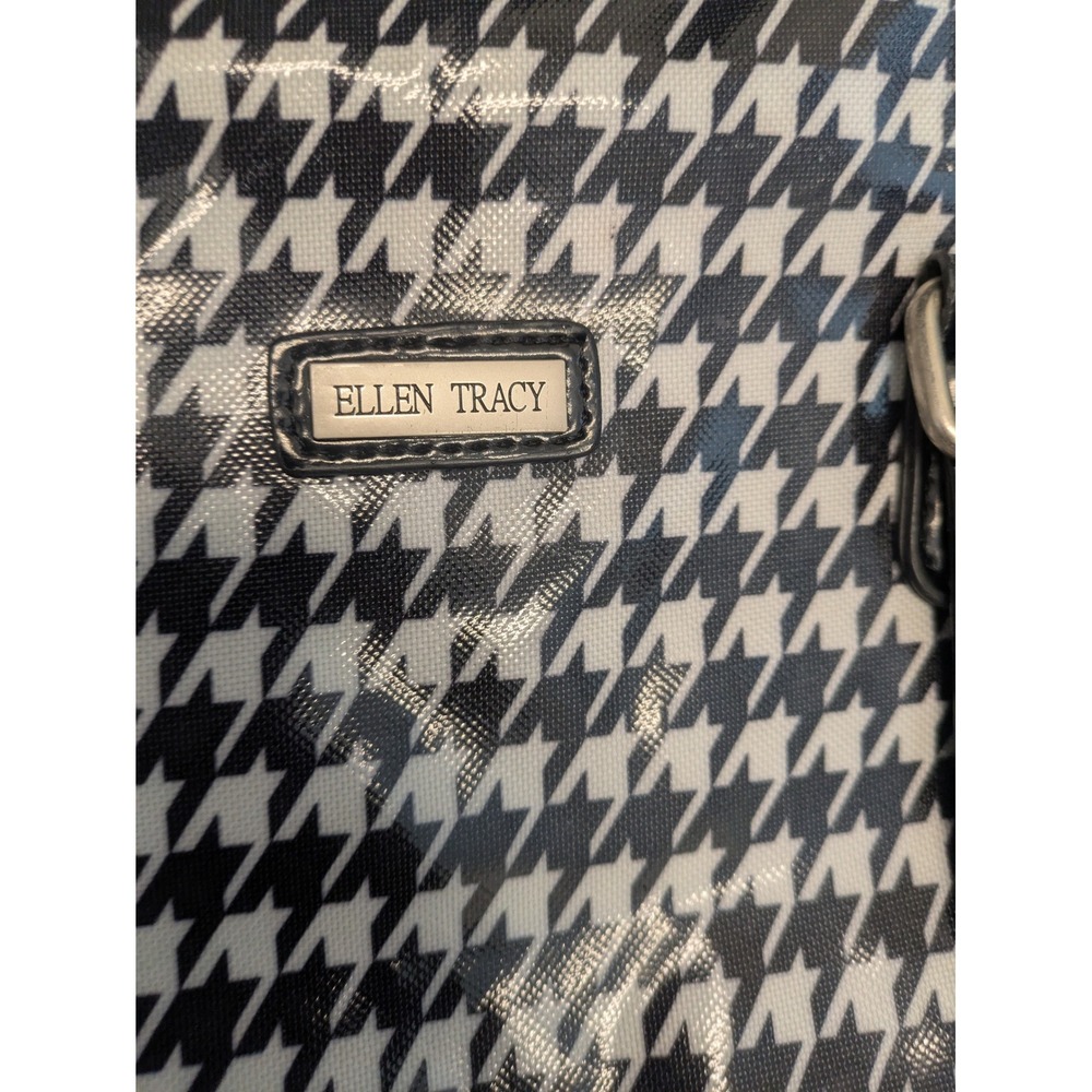 Ellen Tracy Houndstooth Travel Weekender Bag Black and White 20x14 - Picture 2 of 10